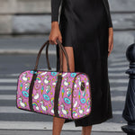 Pink Girly Unicorn Donut Pattern Print Duffle Bag