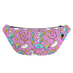Pink Girly Unicorn Donut Pattern Print Fanny Pack
