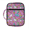 Pink Girly Unicorn Donut Pattern Print Front Pocket Bible Bag