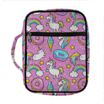 Pink Girly Unicorn Donut Pattern Print Front Pocket Bible Bag