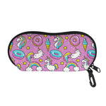 Pink Girly Unicorn Donut Pattern Print Glasses Case