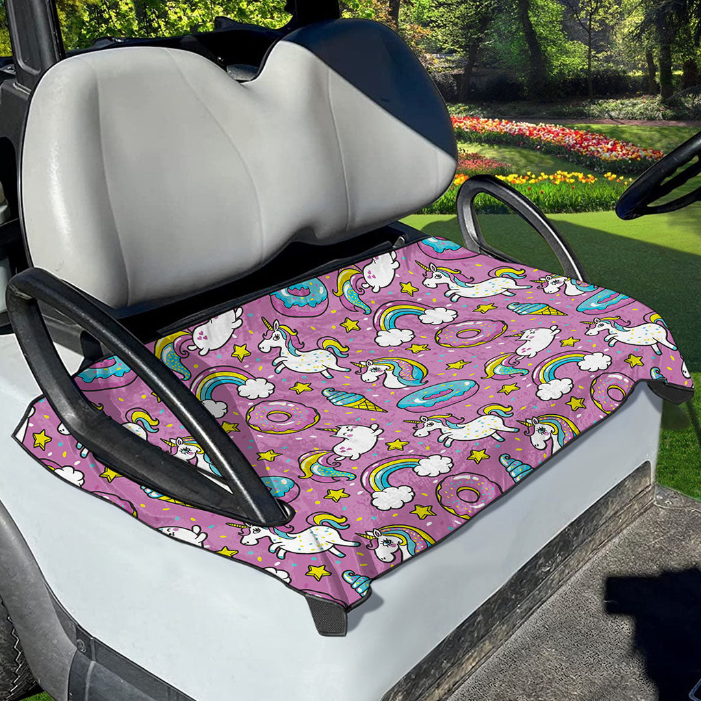 Pink Girly Unicorn Donut Pattern Print Golf Cart Seat Cover