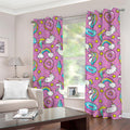 Pink Girly Unicorn Donut Pattern Print Grommet Curtains