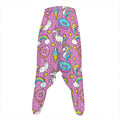 Pink Girly Unicorn Donut Pattern Print Hammer Pants