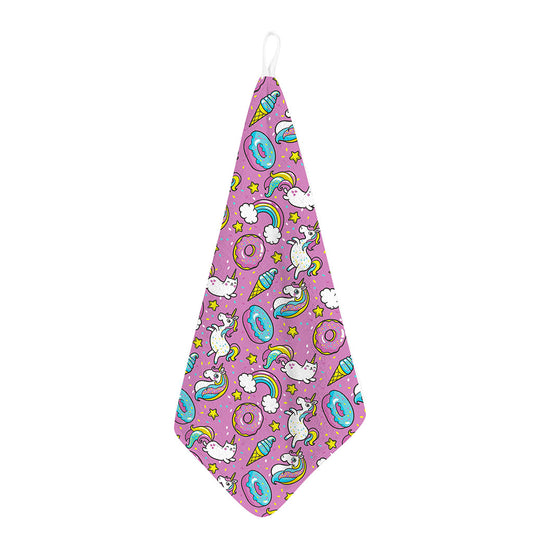 Pink Girly Unicorn Donut Pattern Print Hand Towel