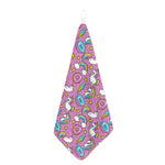 Pink Girly Unicorn Donut Pattern Print Hand Towel