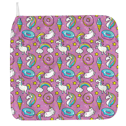 Pink Girly Unicorn Donut Pattern Print Hand Towel