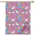 Pink Girly Unicorn Donut Pattern Print House Flag