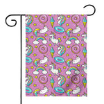 Pink Girly Unicorn Donut Pattern Print House Flag