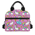 Pink Girly Unicorn Donut Pattern Print Insulated Lunch Bag