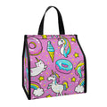Pink Girly Unicorn Donut Pattern Print Insulated Lunch Tote