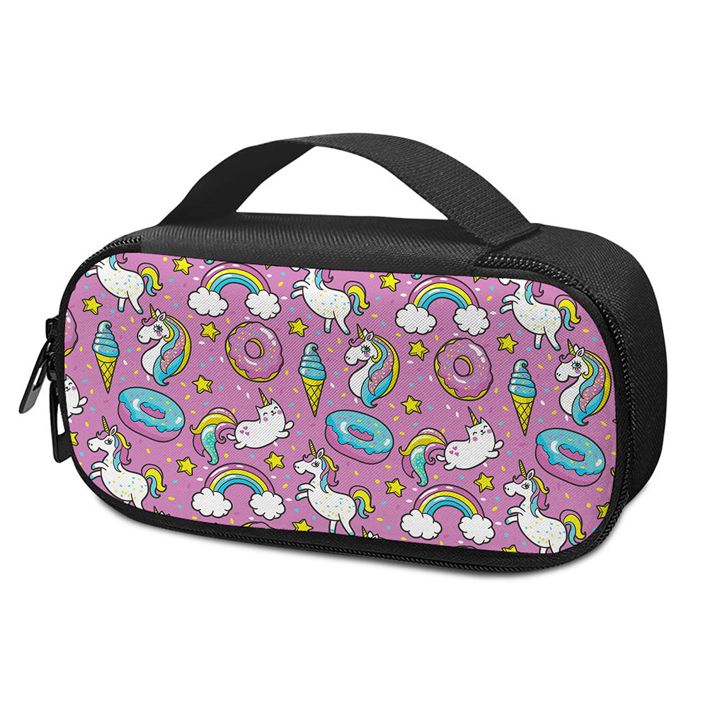 Pink Girly Unicorn Donut Pattern Print Insulin Cooler Travel Case