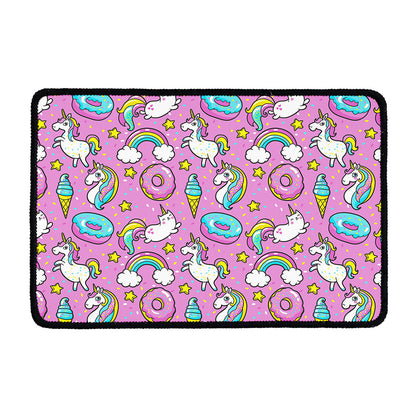 Pink Girly Unicorn Donut Pattern Print Kitchen Mat