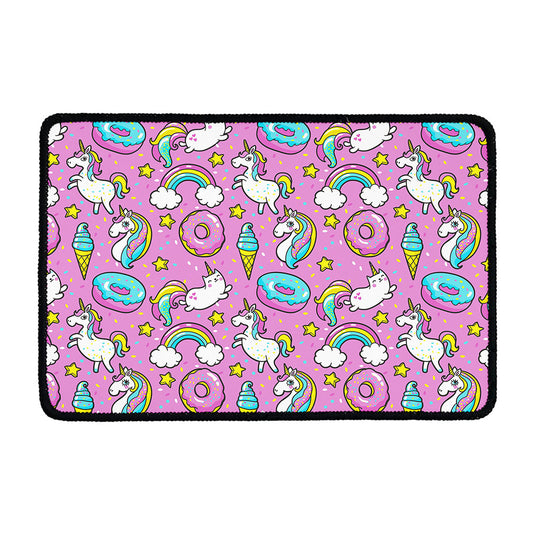 Pink Girly Unicorn Donut Pattern Print Kitchen Mat