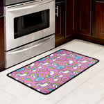 Pink Girly Unicorn Donut Pattern Print Kitchen Mat