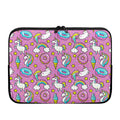 Pink Girly Unicorn Donut Pattern Print Laptop Sleeve