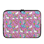 Pink Girly Unicorn Donut Pattern Print Laptop Sleeve