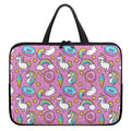 Pink Girly Unicorn Donut Pattern Print Laptop Sleeve With Handle