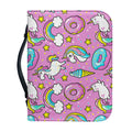 Pink Girly Unicorn Donut Pattern Print Leather Bible Cover