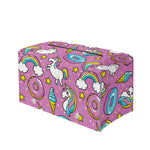 Pink Girly Unicorn Donut Pattern Print Leather Tissue Box Cover