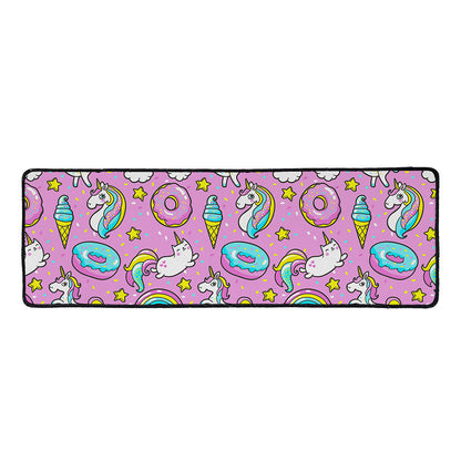 Pink Girly Unicorn Donut Pattern Print Long Kitchen Mat