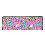 Pink Girly Unicorn Donut Pattern Print Long Kitchen Mat