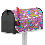 Pink Girly Unicorn Donut Pattern Print Mailbox Cover