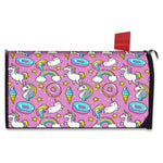 Pink Girly Unicorn Donut Pattern Print Mailbox Cover