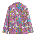 Pink Girly Unicorn Donut Pattern Print Men's Blazer