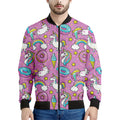Pink Girly Unicorn Donut Pattern Print Men's Bomber Jacket