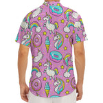 Pink Girly Unicorn Donut Pattern Print Men's Deep V-Neck Shirt