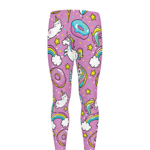 Pink Girly Unicorn Donut Pattern Print Men's leggings