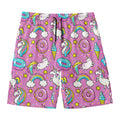 Pink Girly Unicorn Donut Pattern Print Men's Swim Trunks
