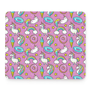 Pink Girly Unicorn Donut Pattern Print Mouse Pad