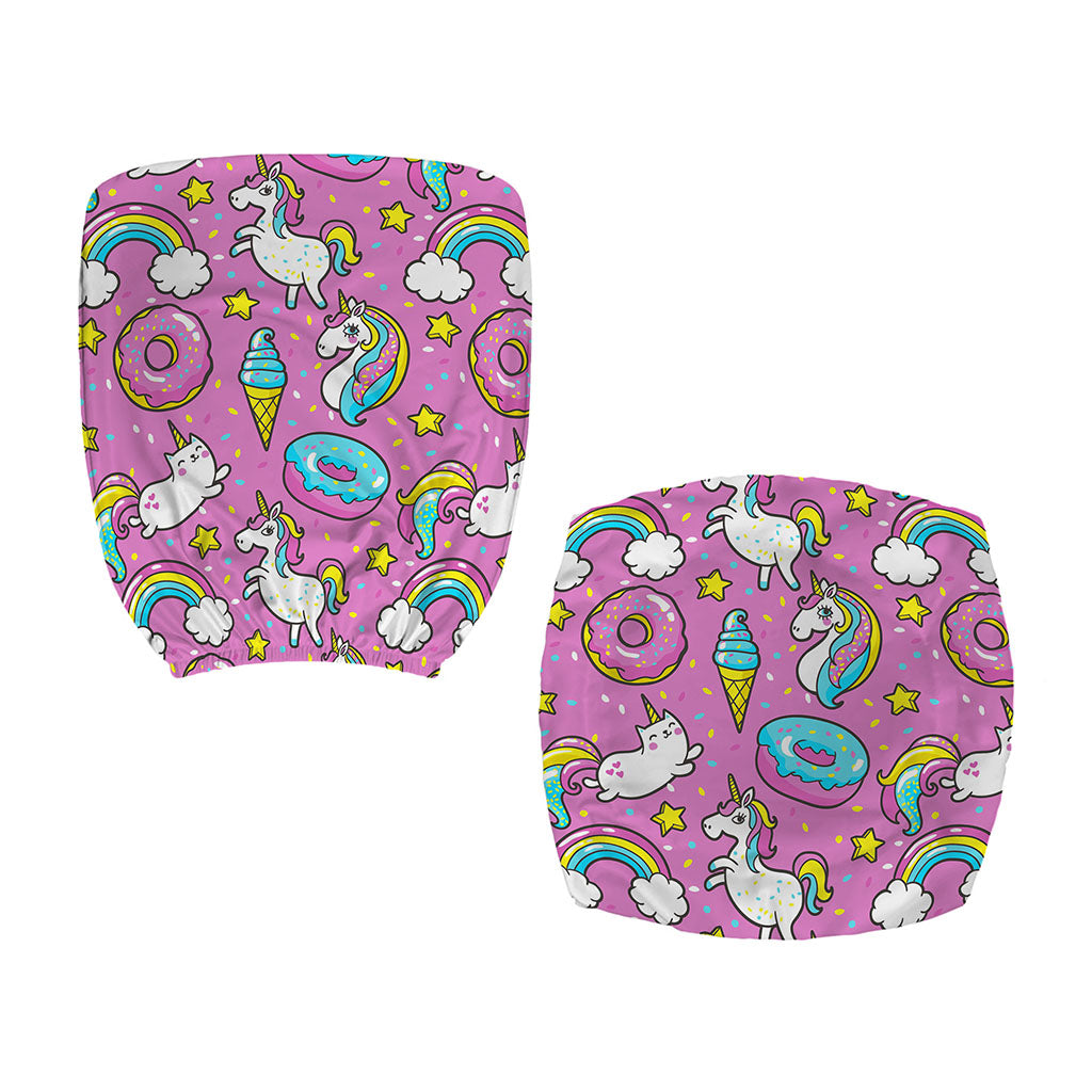 Pink Girly Unicorn Donut Pattern Print Office Chair Cover
