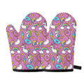 Pink Girly Unicorn Donut Pattern Print Oven Mitts