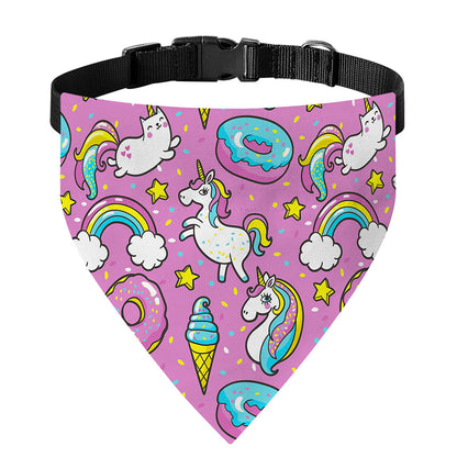 Pink Girly Unicorn Donut Pattern Print Over The Collar Dog Bandana