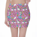 Pink Girly Unicorn Donut Pattern Print Pencil Mini Skirt