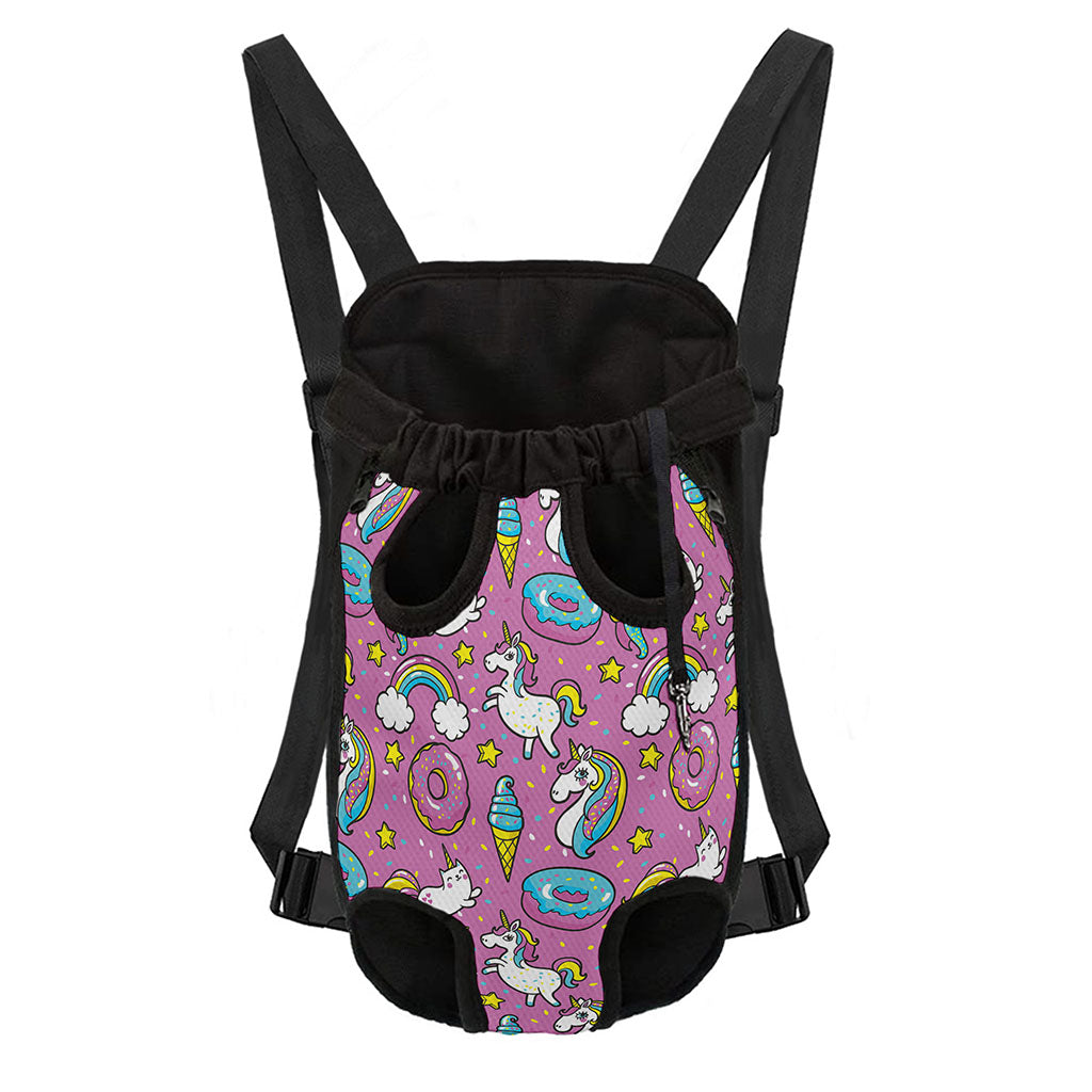 Pink Girly Unicorn Donut Pattern Print Pet Carrier Backpack