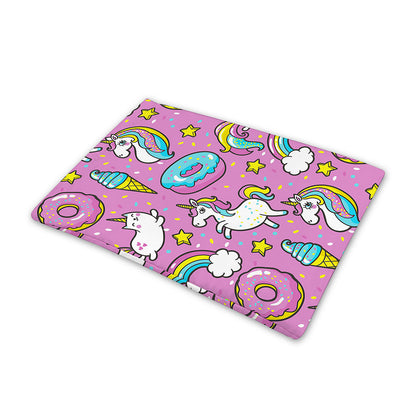 Pink Girly Unicorn Donut Pattern Print Pet Cooling Mat Cover