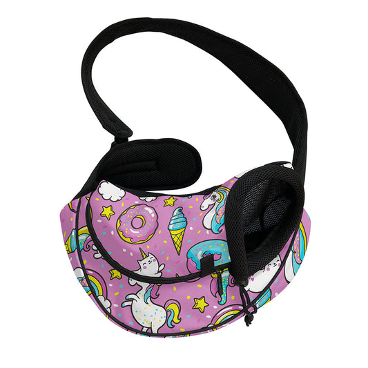 Pink Girly Unicorn Donut Pattern Print Pet Sling Carrier