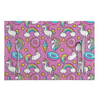 Pink Girly Unicorn Donut Pattern Print Placemat