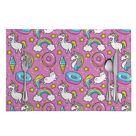 Pink Girly Unicorn Donut Pattern Print Placemat