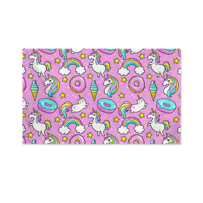 Pink Girly Unicorn Donut Pattern Print Polyester Flag