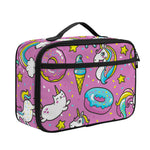 Pink Girly Unicorn Donut Pattern Print Portable Lunch Bag