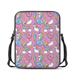 Pink Girly Unicorn Donut Pattern Print Rectangular Crossbody Bag