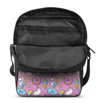 Pink Girly Unicorn Donut Pattern Print Rectangular Crossbody Bag