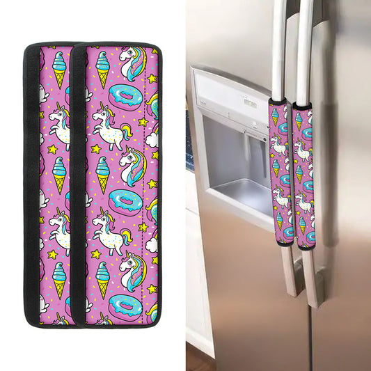 Pink Girly Unicorn Donut Pattern Print Refrigerator Handle Covers