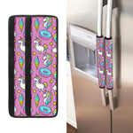 Pink Girly Unicorn Donut Pattern Print Refrigerator Handle Covers