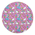 Pink Girly Unicorn Donut Pattern Print Round Blanket